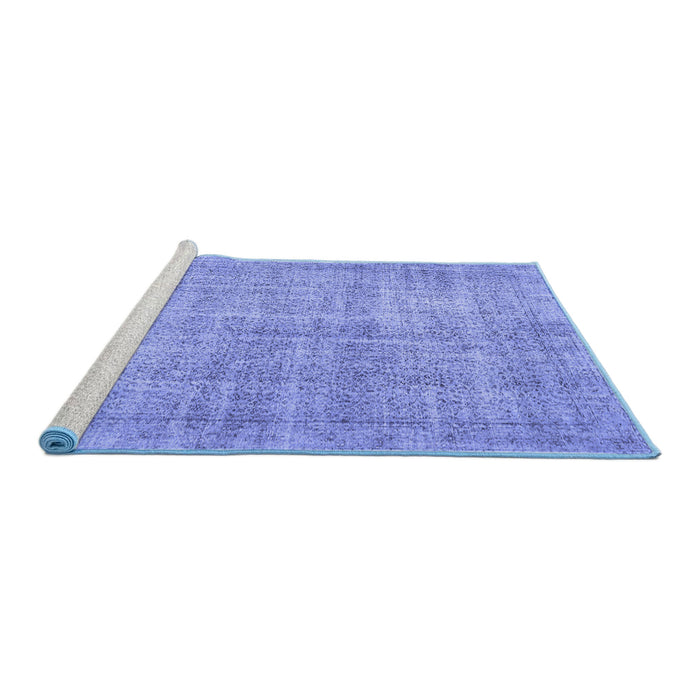 Sideview of Machine Washable Persian Blue Traditional Rug, wshtr462blu