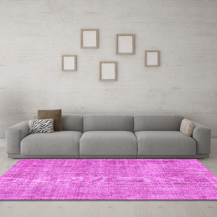 Machine Washable Persian Pink Traditional Rug in a Living Room, wshtr462pnk