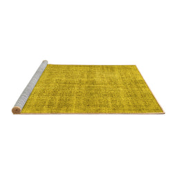 Sideview of Machine Washable Persian Yellow Traditional Rug, wshtr462yw