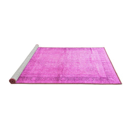 Sideview of Machine Washable Persian Pink Traditional Rug, wshtr4630pnk