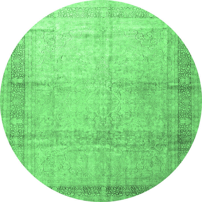 Round Persian Emerald Green Traditional Rug, tr4630emgrn