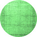 Round Persian Emerald Green Traditional Rug, tr4630emgrn