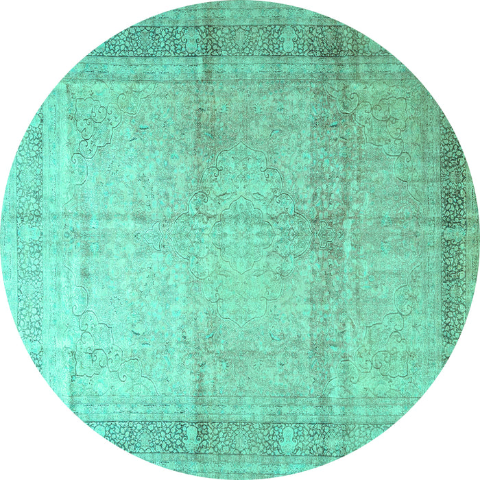 Round Persian Turquoise Traditional Rug, tr4630turq