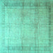 Square Persian Turquoise Traditional Rug, tr4630turq