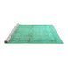 Sideview of Machine Washable Persian Turquoise Traditional Area Rugs, wshtr4630turq