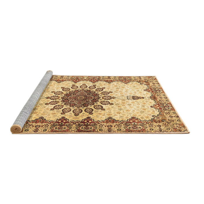 Sideview of Machine Washable Medallion Brown Traditional Rug, wshtr4631brn