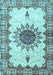 Machine Washable Medallion Light Blue Traditional Rug, wshtr4631lblu