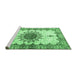 Sideview of Machine Washable Medallion Emerald Green Traditional Area Rugs, wshtr4631emgrn