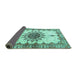 Sideview of Medallion Turquoise Traditional Rug, tr4631turq