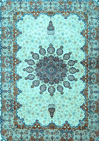 Medallion Light Blue Traditional Rug, tr4631lblu