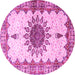 Round Medallion Pink Traditional Rug, tr4631pnk