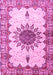 Machine Washable Medallion Pink Traditional Rug, wshtr4631pnk