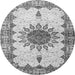 Machine Washable Medallion Gray Traditional Rug, wshtr4631gry