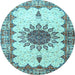 Round Medallion Light Blue Traditional Rug, tr4631lblu