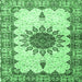 Square Machine Washable Medallion Emerald Green Traditional Area Rugs, wshtr4631emgrn