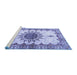 Sideview of Machine Washable Medallion Blue Traditional Rug, wshtr4631blu