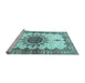 Sideview of Machine Washable Medallion Light Blue Traditional Rug, wshtr4631lblu