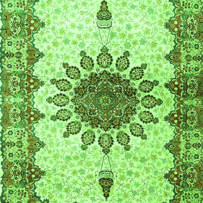 Serging Thickness of Machine Washable Medallion Green Traditional Area Rugs, wshtr4631grn