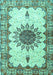 Machine Washable Medallion Turquoise Traditional Area Rugs, wshtr4631turq