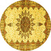 Round Medallion Yellow Traditional Rug, tr4631yw