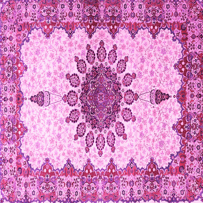 Square Machine Washable Medallion Pink Traditional Rug, wshtr4631pnk