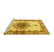 Sideview of Machine Washable Medallion Yellow Traditional Rug, wshtr4631yw