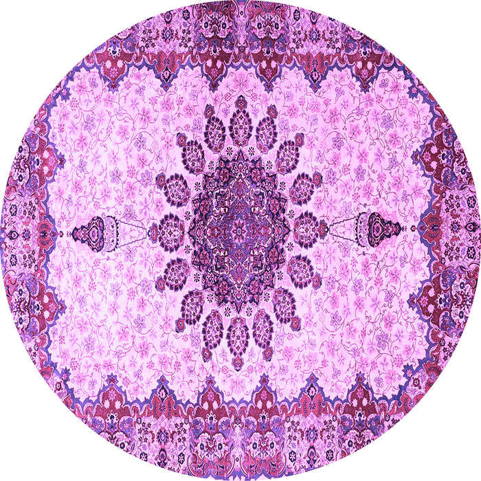 Round Medallion Purple Traditional Rug, tr4631pur