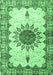 Machine Washable Medallion Emerald Green Traditional Area Rugs, wshtr4631emgrn