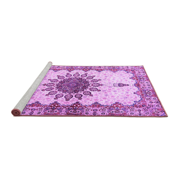 Sideview of Machine Washable Medallion Purple Traditional Area Rugs, wshtr4631pur