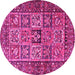 Round Machine Washable Animal Pink Traditional Rug, wshtr4632pnk