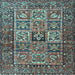 Square Animal Light Blue Traditional Rug, tr4632lblu