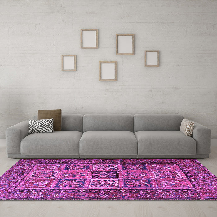 Machine Washable Animal Purple Traditional Area Rugs in a Living Room, wshtr4632pur