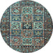 Round Animal Light Blue Traditional Rug, tr4632lblu