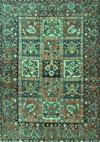 Animal Turquoise Traditional Rug, tr4632turq