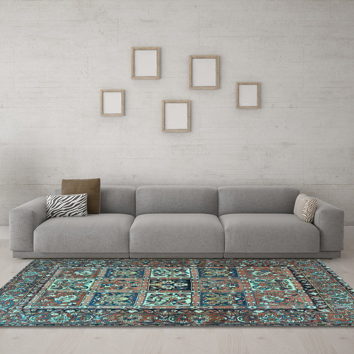 Machine Washable Animal Light Blue Traditional Rug in a Living Room, wshtr4632lblu