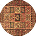 Round Machine Washable Animal Brown Traditional Rug, wshtr4632brn