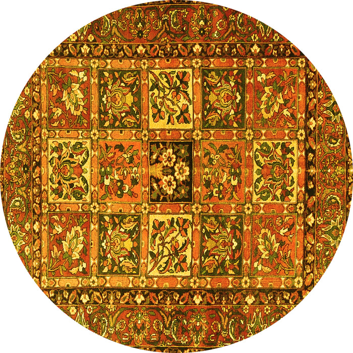 Round Machine Washable Animal Yellow Traditional Rug, wshtr4632yw