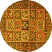 Round Machine Washable Animal Yellow Traditional Rug, wshtr4632yw