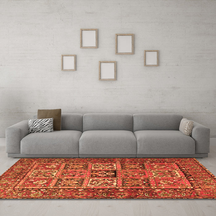 Machine Washable Animal Orange Traditional Area Rugs in a Living Room, wshtr4632org