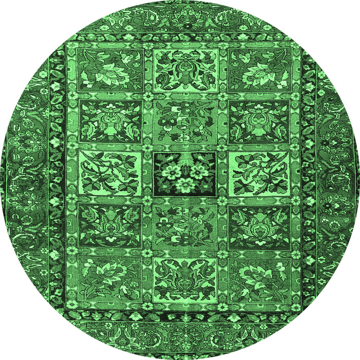 Round Machine Washable Animal Emerald Green Traditional Area Rugs, wshtr4632emgrn