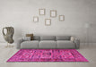 Machine Washable Animal Pink Traditional Rug in a Living Room, wshtr4632pnk