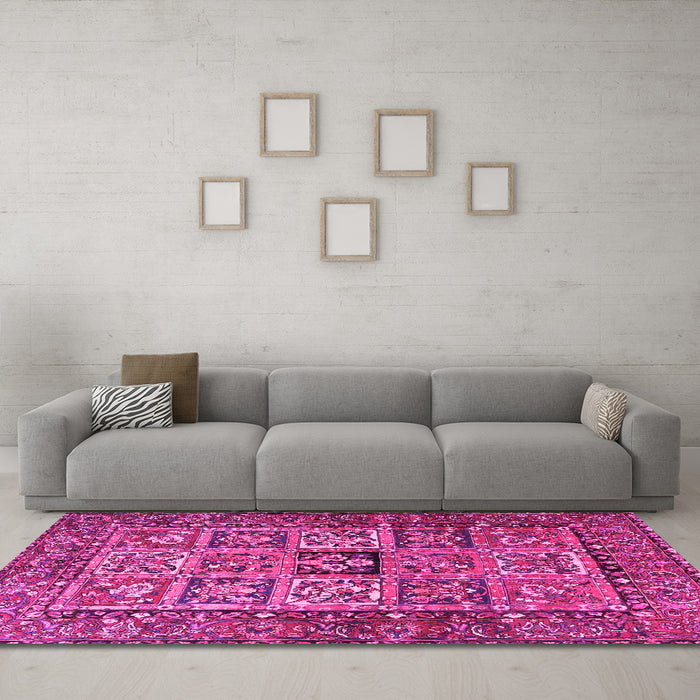 Machine Washable Animal Pink Traditional Rug in a Living Room, wshtr4632pnk