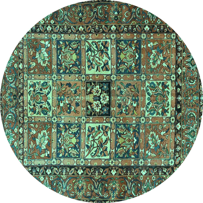 Round Machine Washable Animal Turquoise Traditional Area Rugs, wshtr4632turq