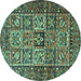 Round Animal Turquoise Traditional Rug, tr4632turq