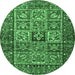 Round Animal Emerald Green Traditional Rug, tr4632emgrn