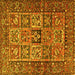 Square Animal Yellow Traditional Rug, tr4632yw