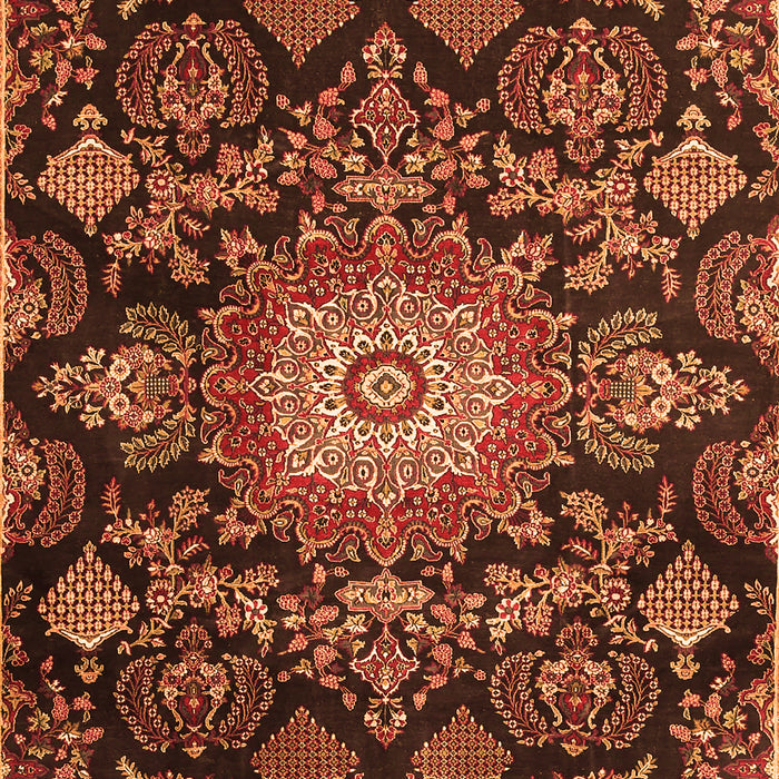 Serging Thickness of Machine Washable Medallion Orange Traditional Area Rugs, wshtr4633org
