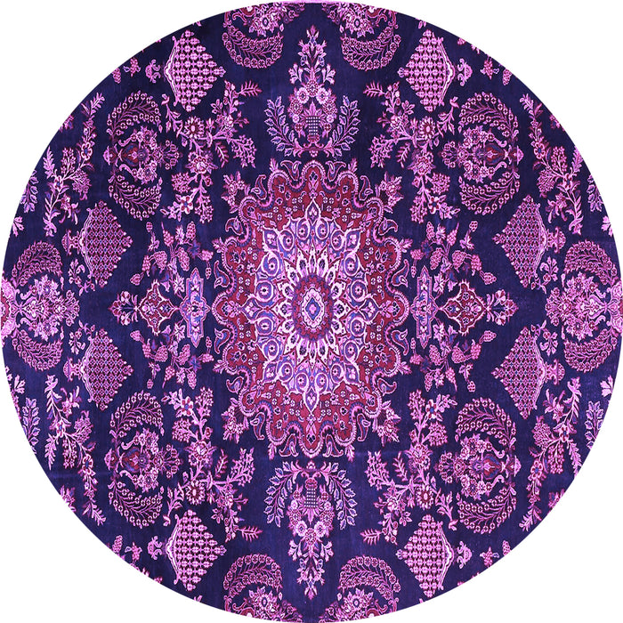 Round Medallion Purple Traditional Rug, tr4633pur