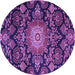 Round Medallion Purple Traditional Rug, tr4633pur