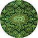 Machine Washable Medallion Green Traditional Area Rugs, wshtr4633grn